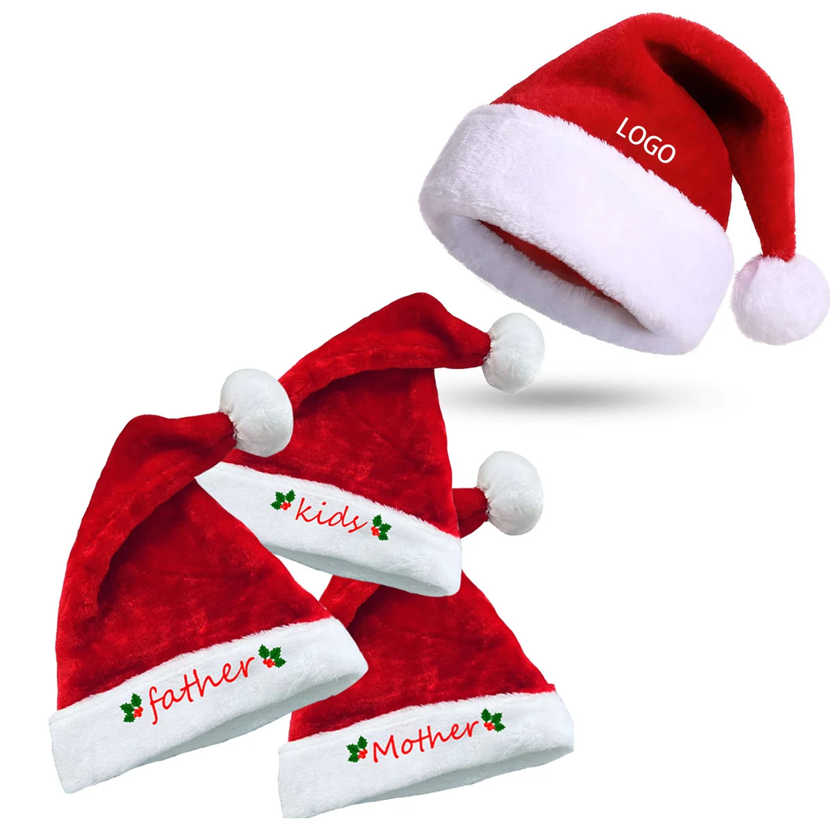Children Adult Luxury Santa Claus Plush Hat 1