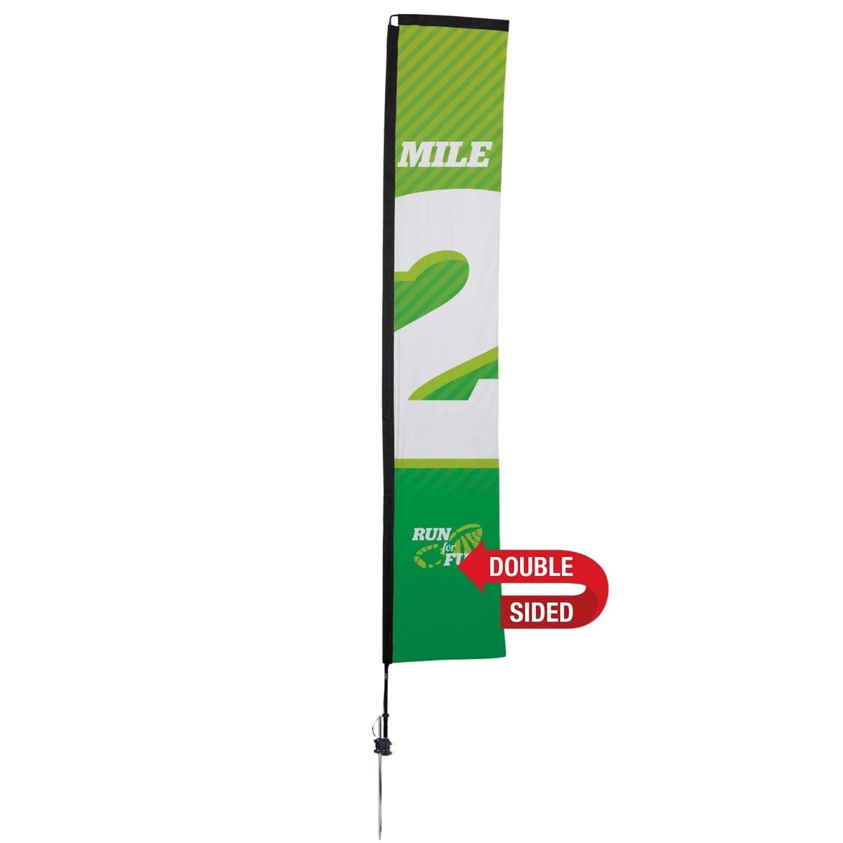 14.5' Premium Rectangle Sail Sign Kit (Double-Sided with Ground Spike & Ground Anchor) 1
