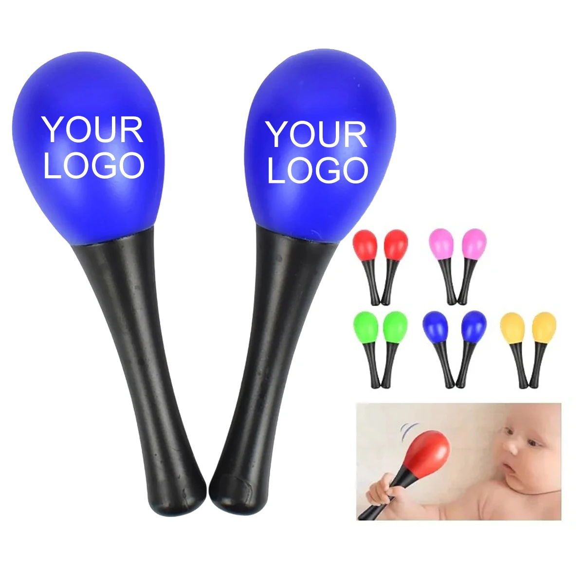 Durable Plastic Maraca 1.5" x 4.93" with Crisp, Mellow Sound 1