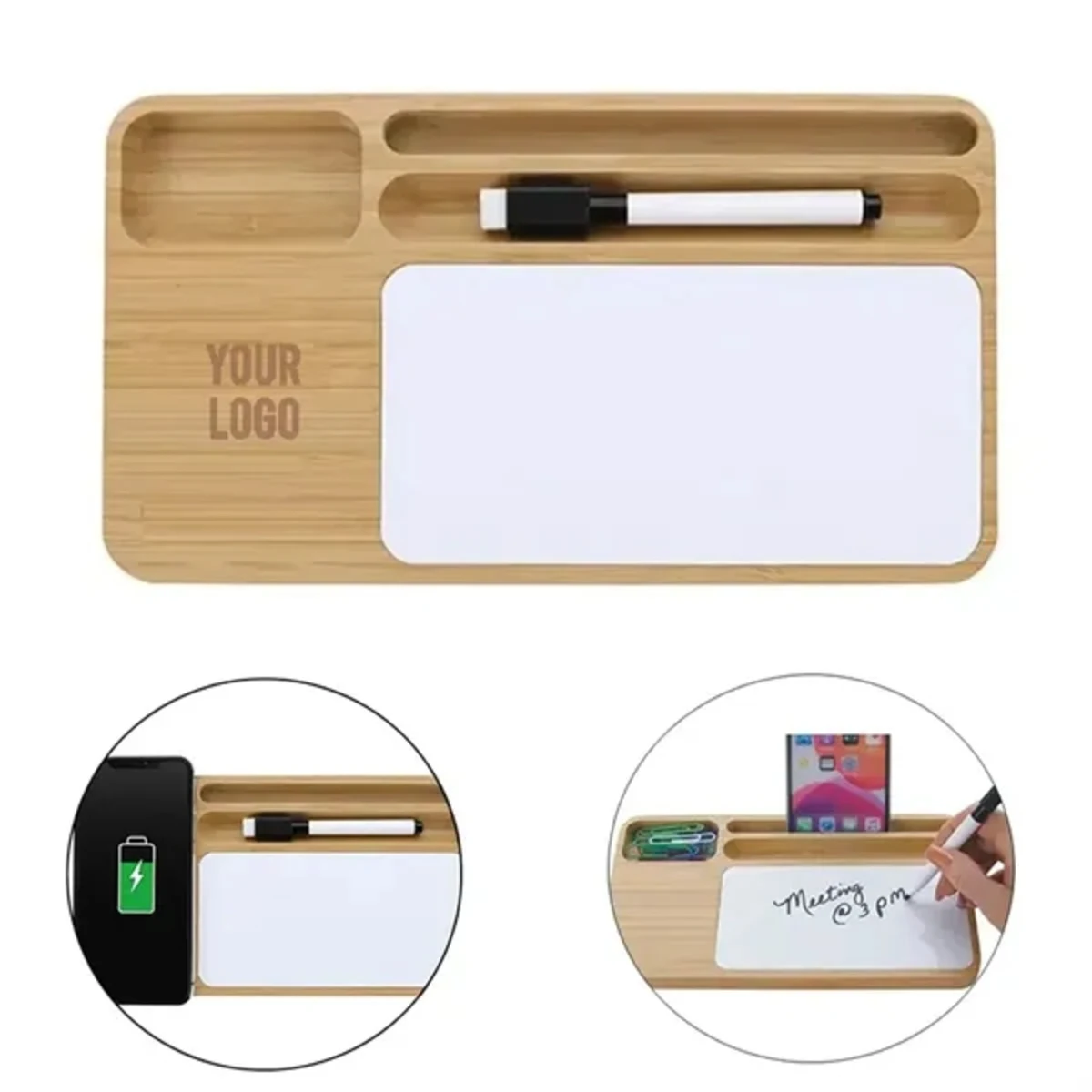 Bamboo 15W Wireless Charging Desk Organizer
1