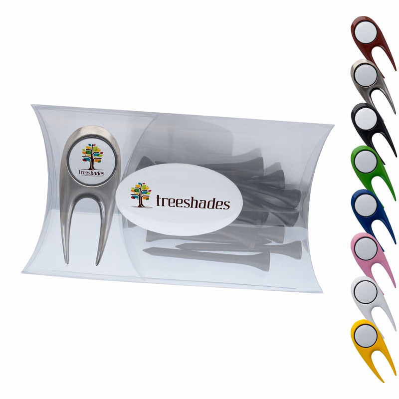 Clear Pillow Pack Golf Gift Set - Classic Divot Repair Tool & Tees