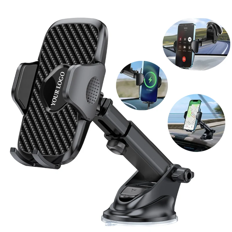 Handsfree Windshield Dash Strong Suction Cup Carbon Fiber Phone Holder Car Mount for Phone 1