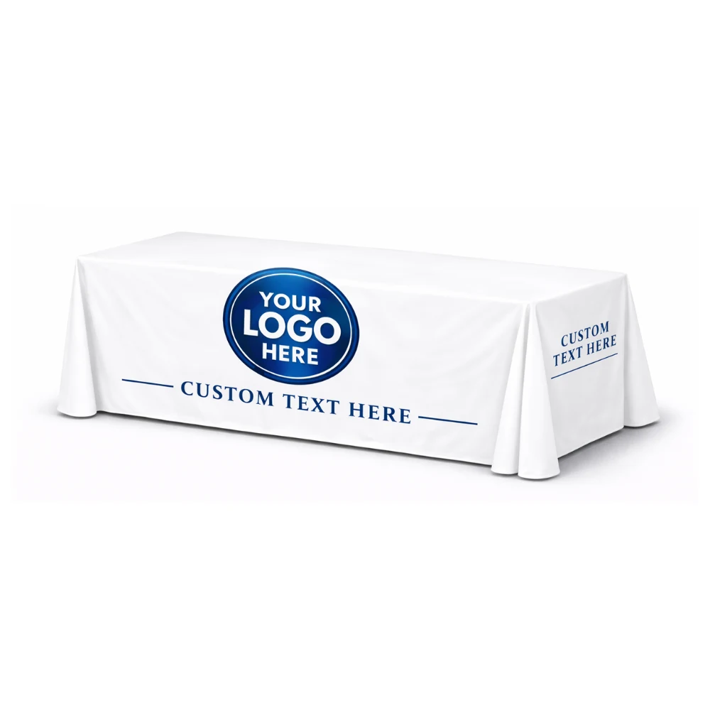 6' White Table Throw w/Front Logo 1