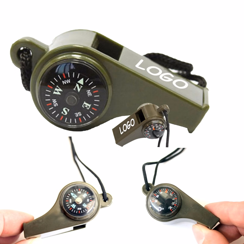 MOQ 30 Whistle 3 in 1 Compass Thermometer Outdoor Product