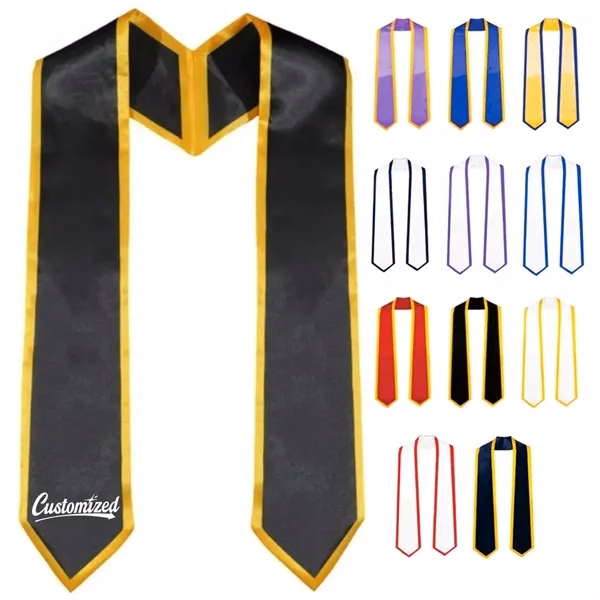 Custom Satin Graduation Honor Stole with Contrast Trim — School Pride Academic Excellence Item
