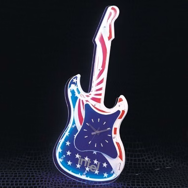 ACRYLIC NEON LIGHT GUITAR WALL CLOCK
