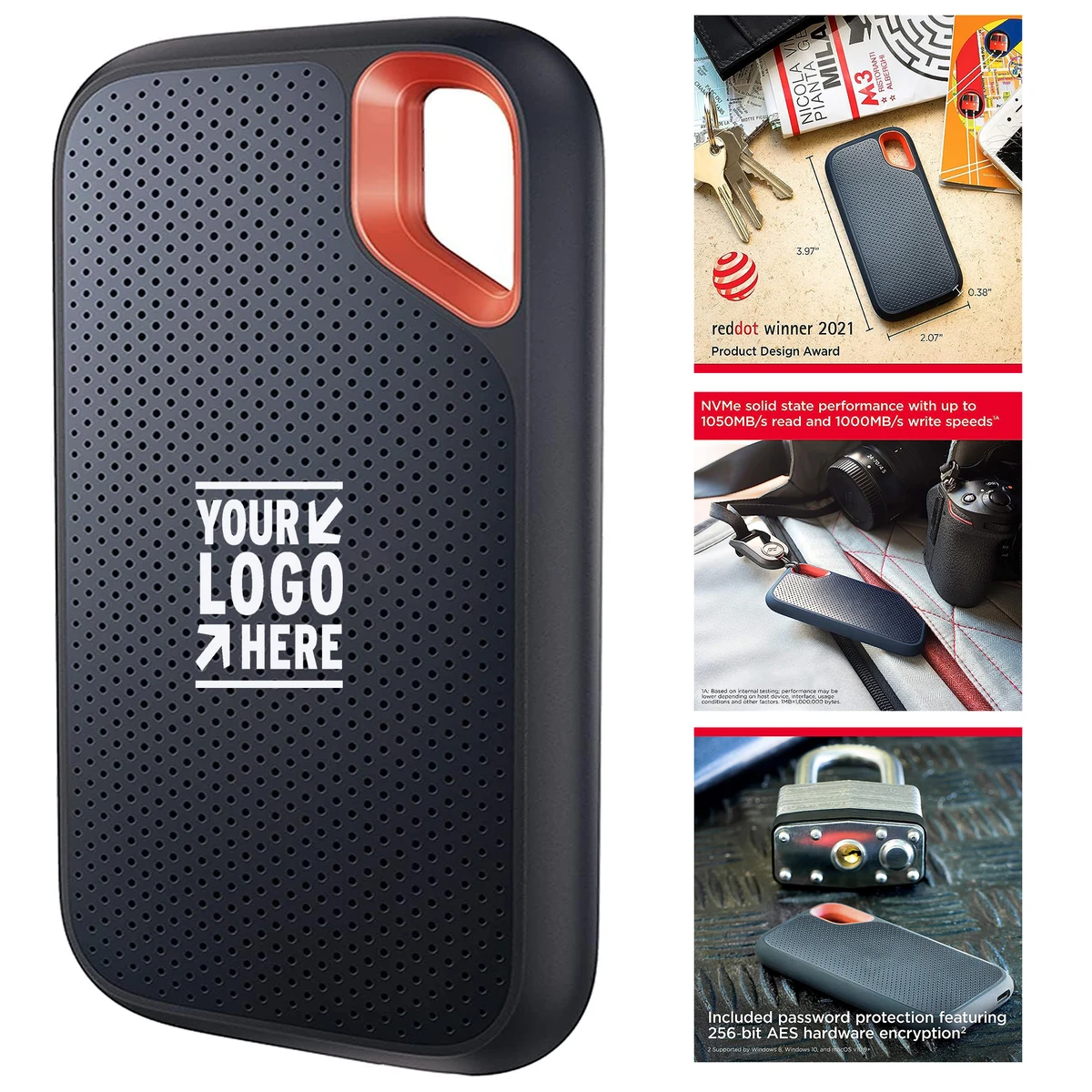 500GB Extreme Portable SSD Up To 1050MB/s - USB-C USB 3.2 Gen 2 External Solid State Drive 1