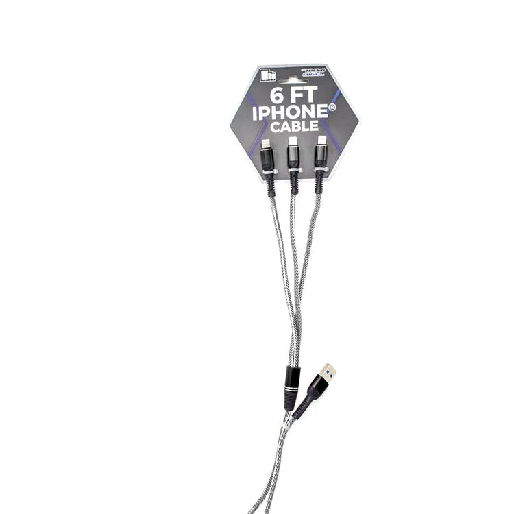 3-in-1 iPhone Chargers - Assorted Colors 6' 1