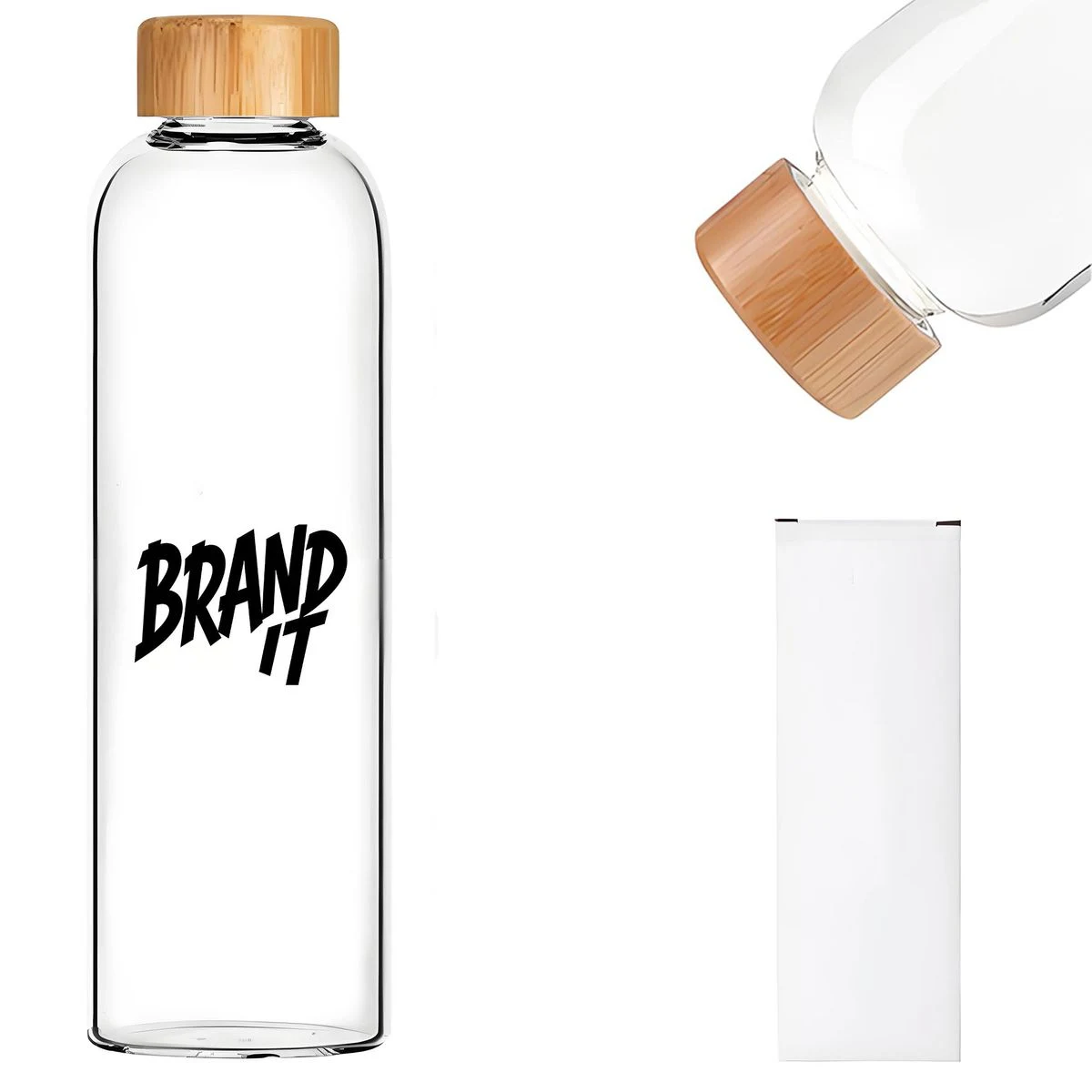 17 oz Glass Water Cup w/Bamboo Lid 1