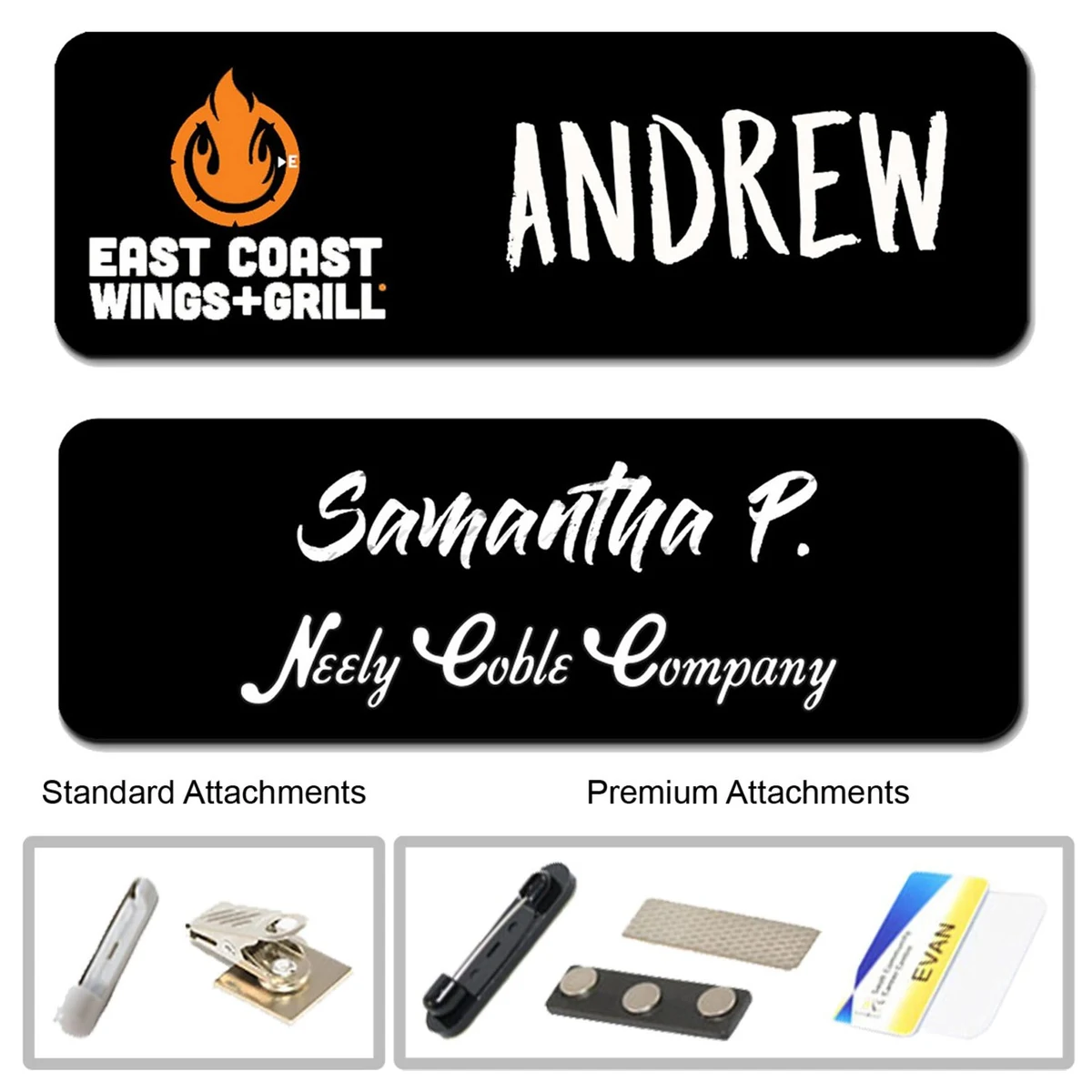 3"W x 1.25"H Reusable Chalkboard Badges 1