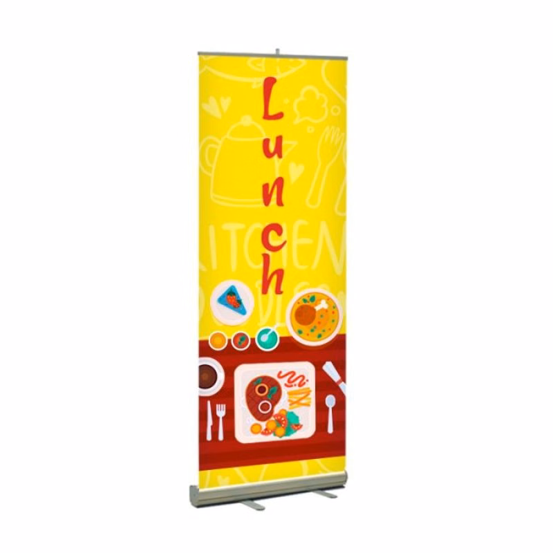 Lunch Pre Printed Premium Retractable Banner 33" x 80" - Yellow