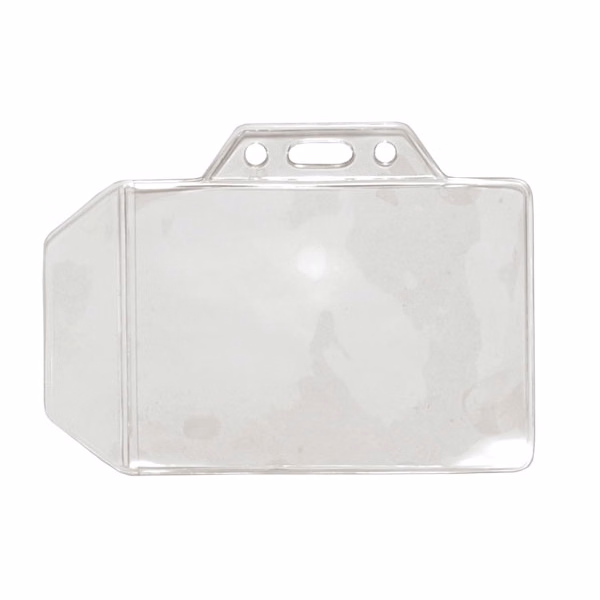3.60" W x 2.60" H - Horizontal Clear Vinyl Badge Holder (Blank)