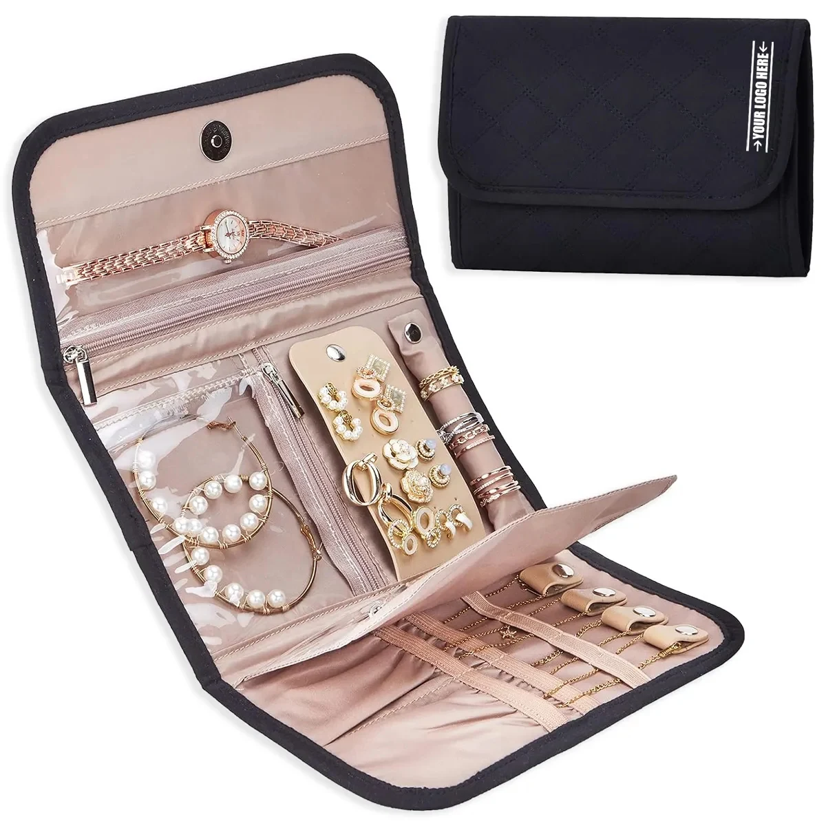 Travel Jewelry Bag Foldable Earring Storage Roll 1