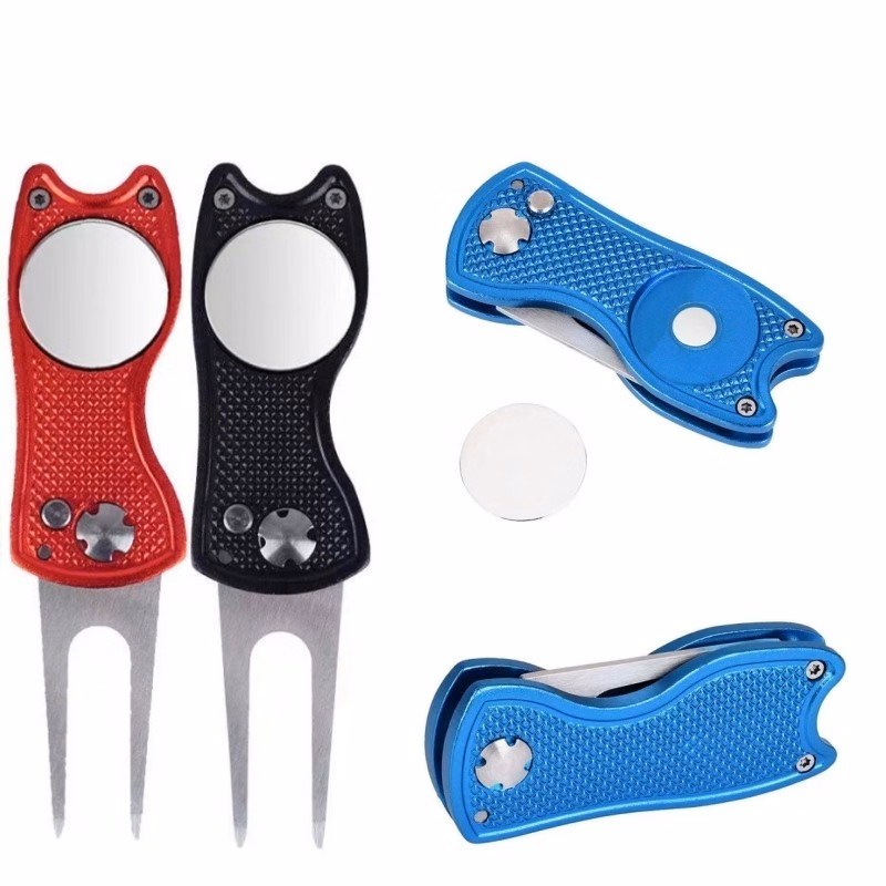 Foldable Spring Golf Divot Tool W/ Ball Marker