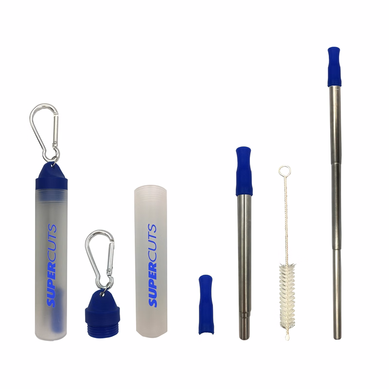 Collapsible Stainless Steel Custom Straw w/ Case