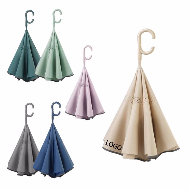 Color Matching Handle Automatic Double Reverse Umbrella