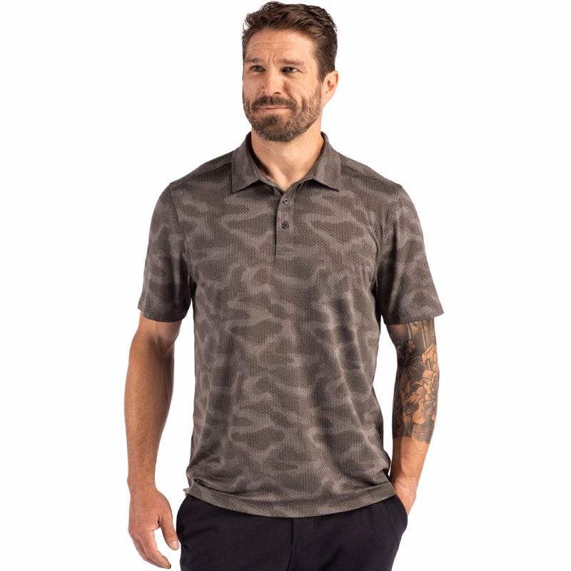 Cutter & Buck Coastline Recycled Double Peached Camo Print Mens Polo