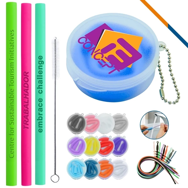 Custom Silicone Reusable Straws 10 Inch — Full-Color Eco-Friendly Portable Drinkware 1