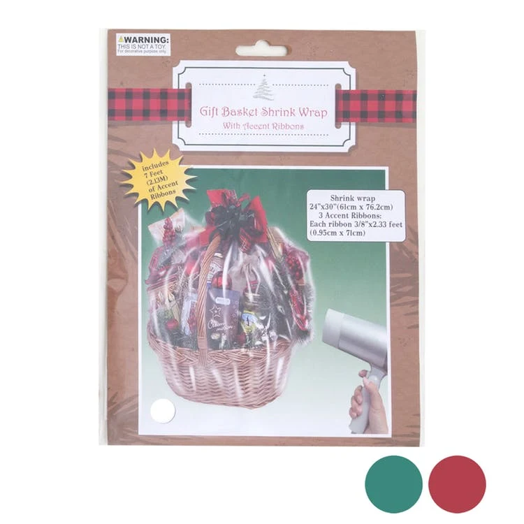 Christmas Gift Basket Shrink Wrap - 24" x 30" 3 Colors 1