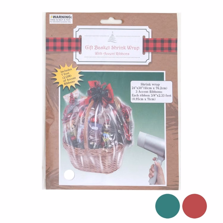 Christmas Gift Basket Shrink Wrap - 24" x 30" 3 Colors