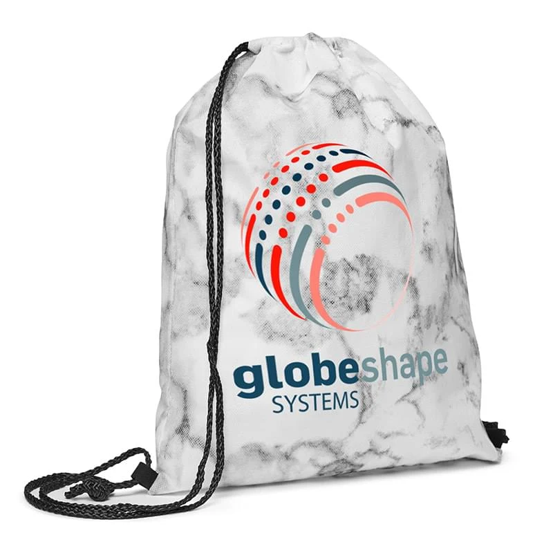 Marble Non-Woven Drawstring Backpack 1