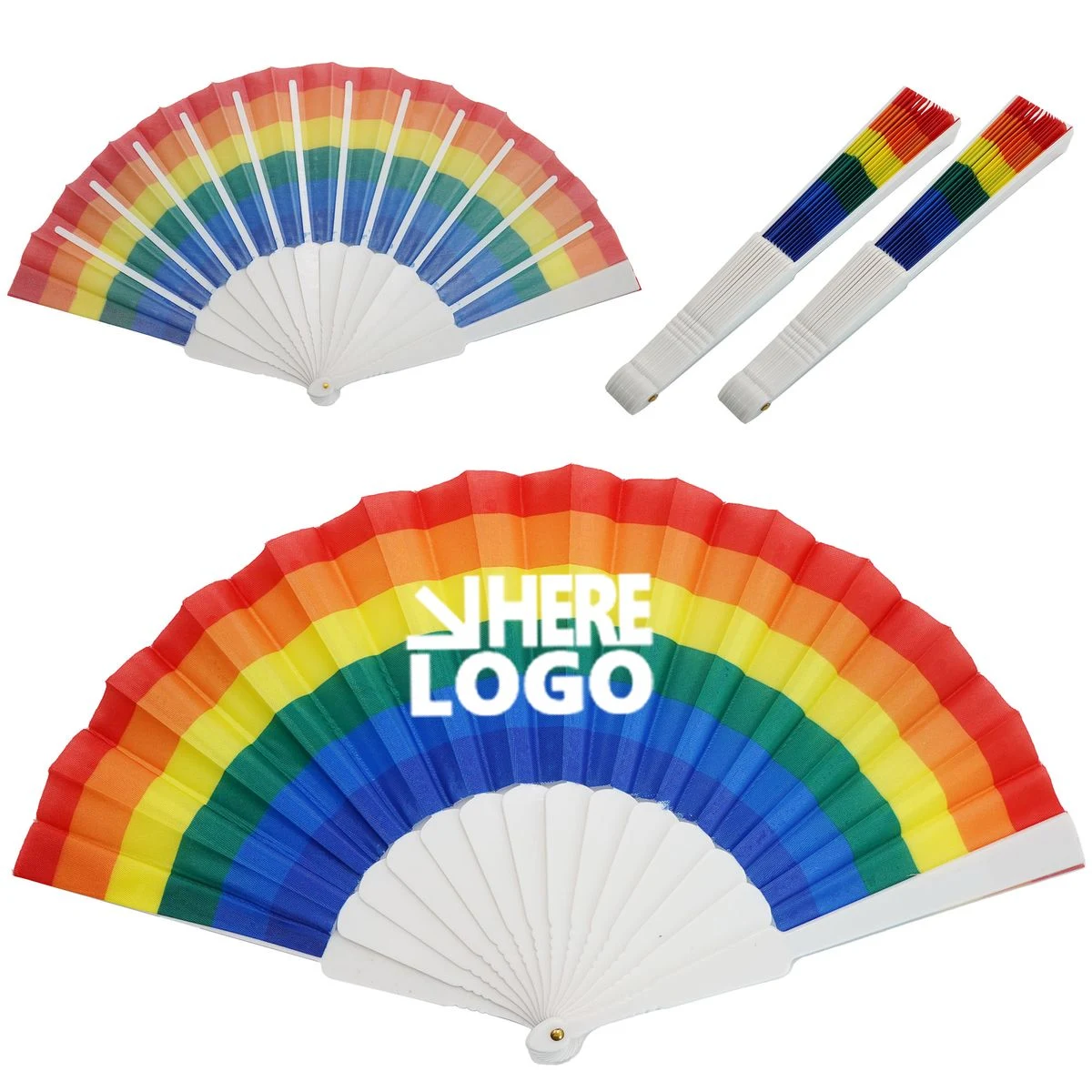 9 Inch Rainbow Folding Fan Full Color Party And Cheer Accessory 1
