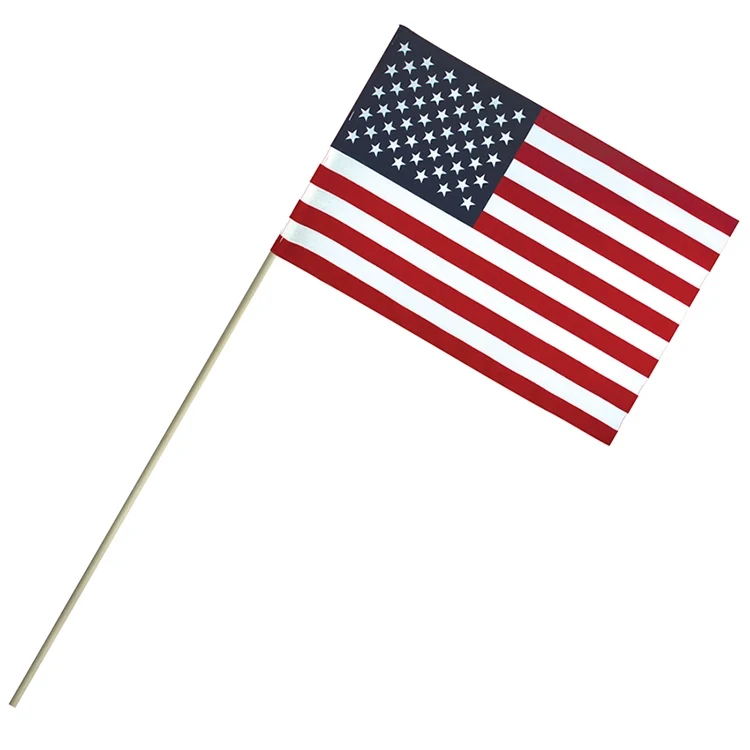 8" x 12" Economy Cotton U.S. Stick Flags on a 24" Dowel 1