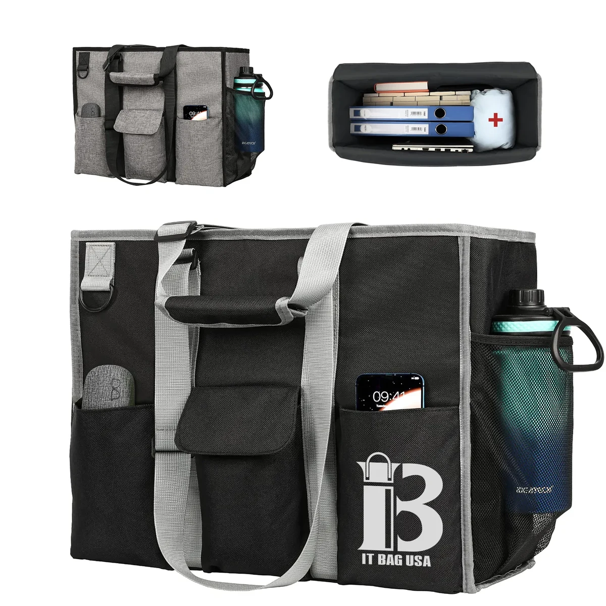 Large Utility Tote Bag For Work, custom tote bag with logo imprint 1