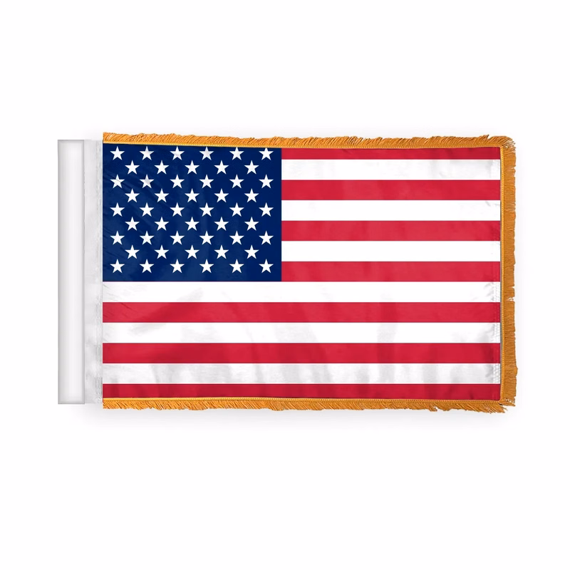 4" x 6" USA Antenna Flag - with Gold Fringe