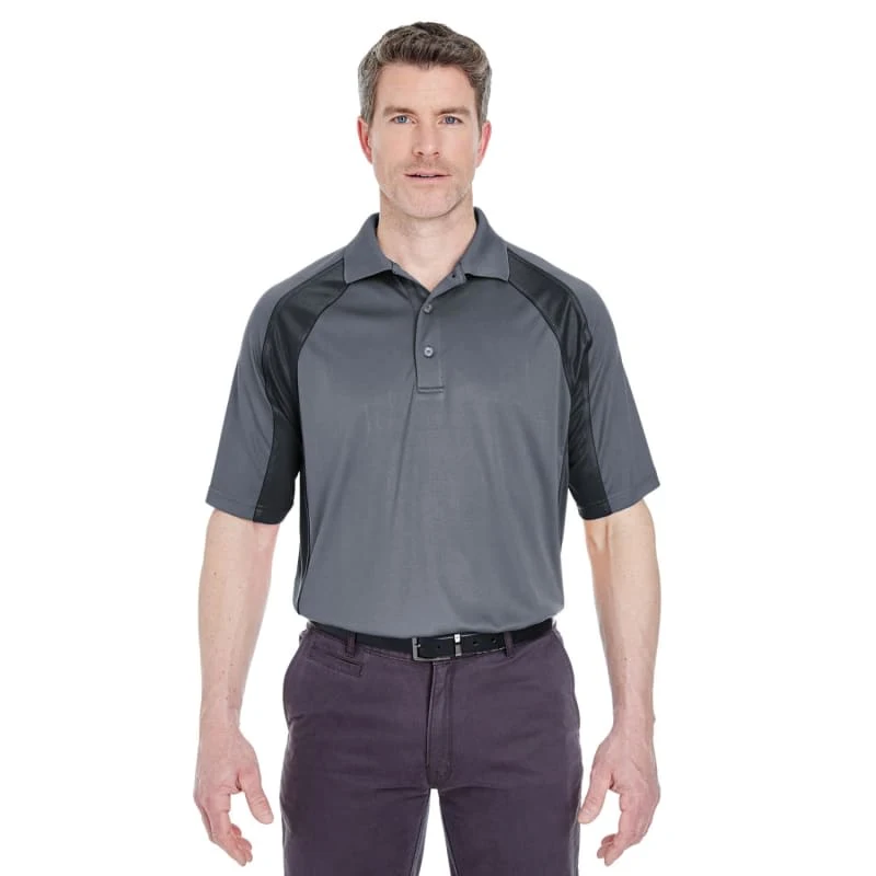 UltraClub Adult Cool & Dry Sport Performance Colorblock Interlock Polo 1