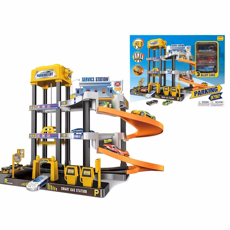 Parking Skyway Service Gas Station with Cars Playset