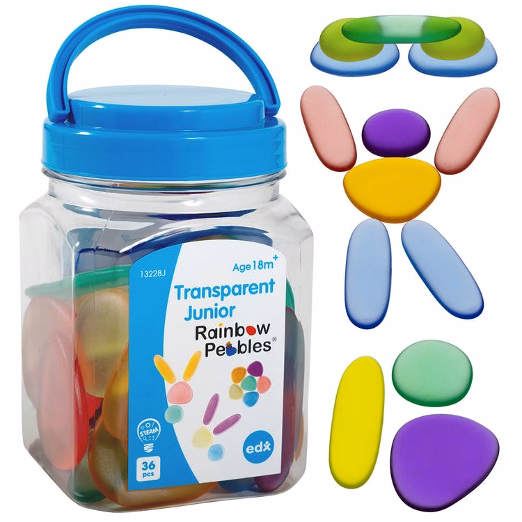 Transparent Junior Rainbow Pebbles - Assorted Colors 36 pieces