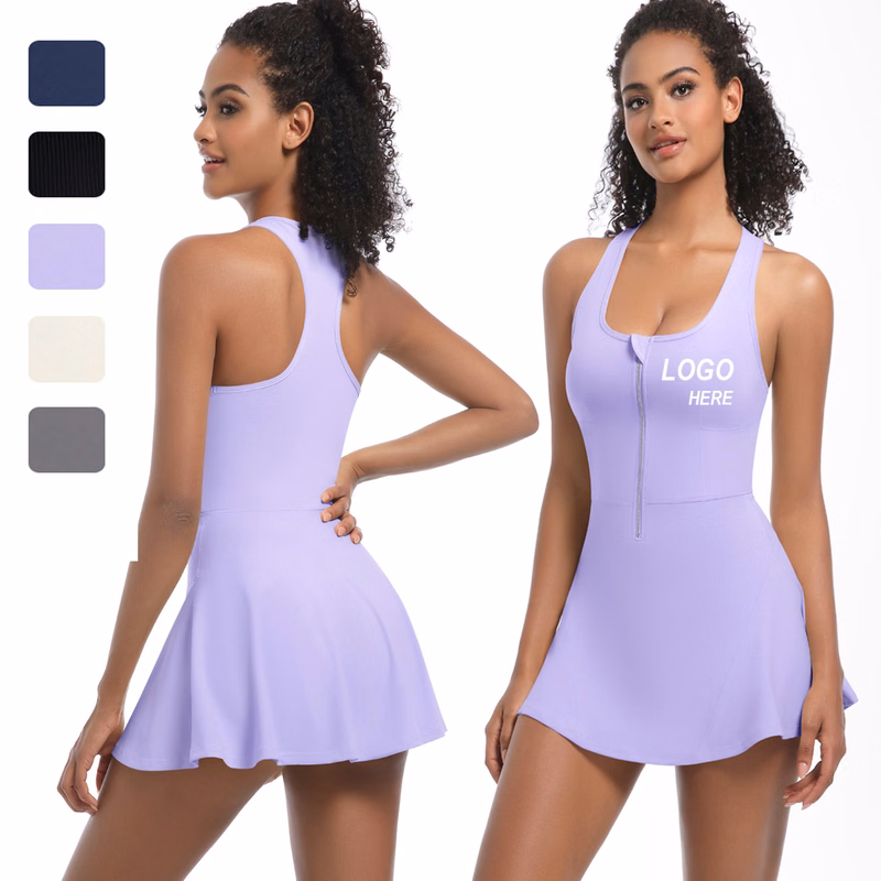 Women Tennis Golf Half Zipper Sleeveless Dress