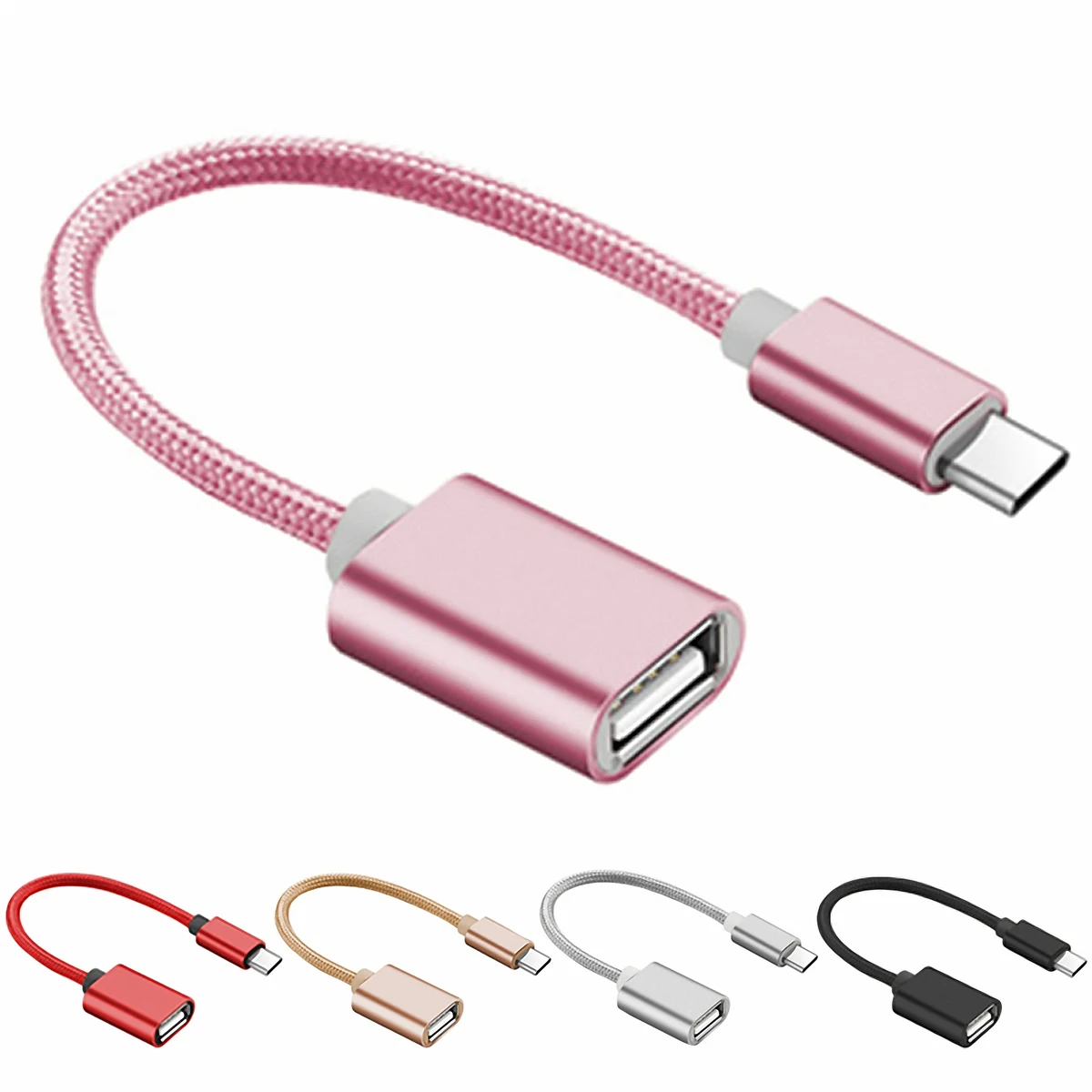 Nylon Micro USB OTG Cable / Nylon Type-C OTG Adapter Cable 1