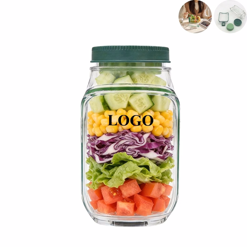 Side Open Salad Jar with Sauce Cup