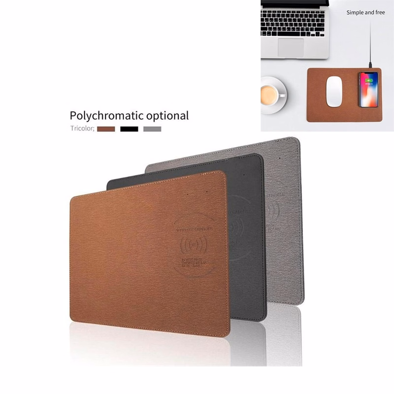 PU Leather Qi Wireless Charger Mouse Pad
