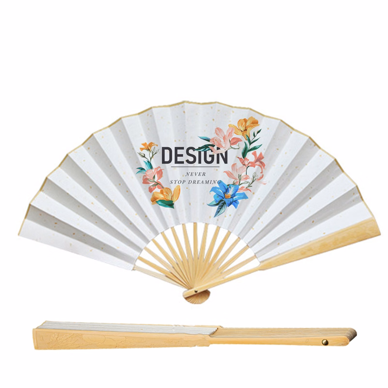 Full Color 2-Sided Folding Bamboo Paper Hand Fan