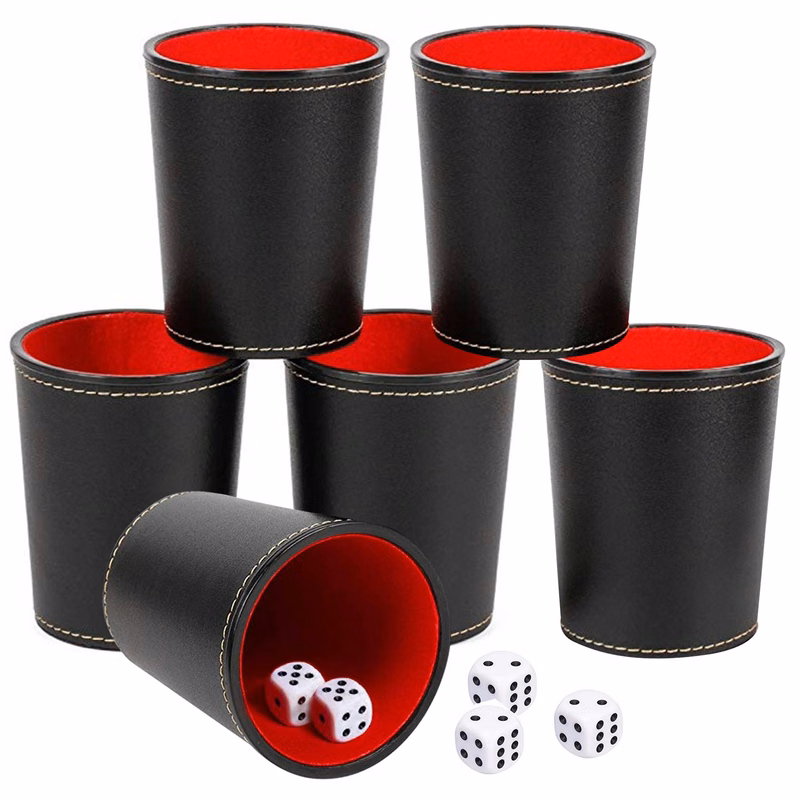 Leather Dice Cup Set Includes 5 Dot