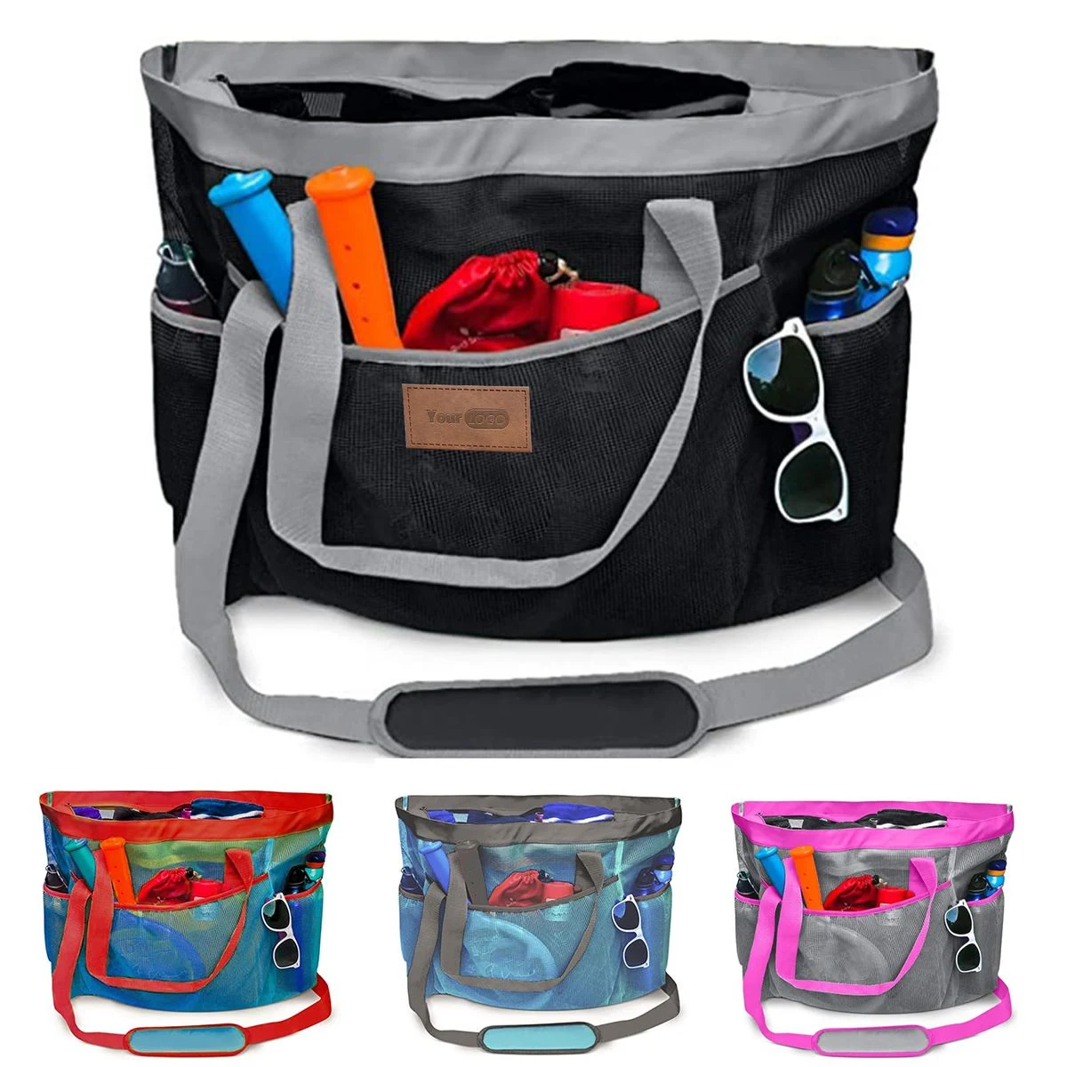 nylon Mesh Beach crossbody Bag with Zipper 1