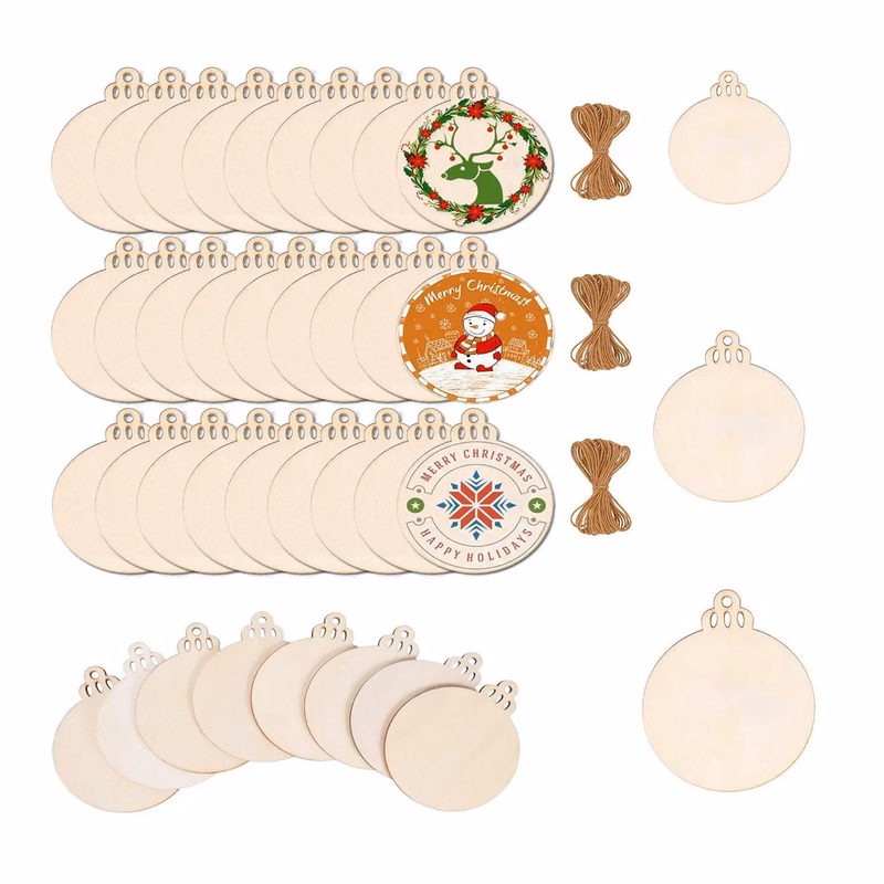 Wooden Christmas Ornaments Slices Circles
