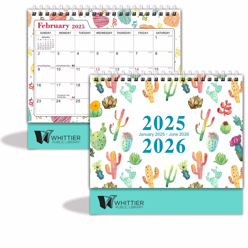 18 Months 8"*3"*7" Cactus Desk Calendar From Jan 2025 To June 2026