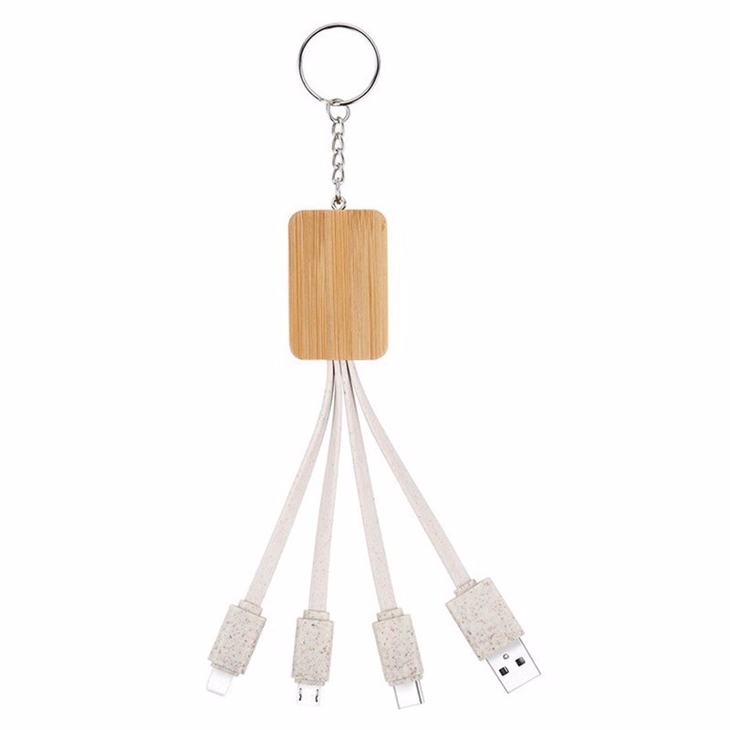 3 In 1 Wheat Straw Bamboo USB Charging Cables