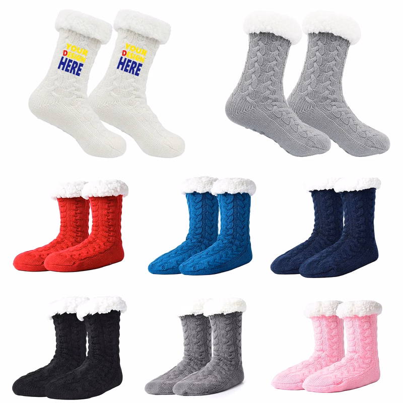 Christmas Fuzzy Fleece-lined Non Slip Slipper Socks