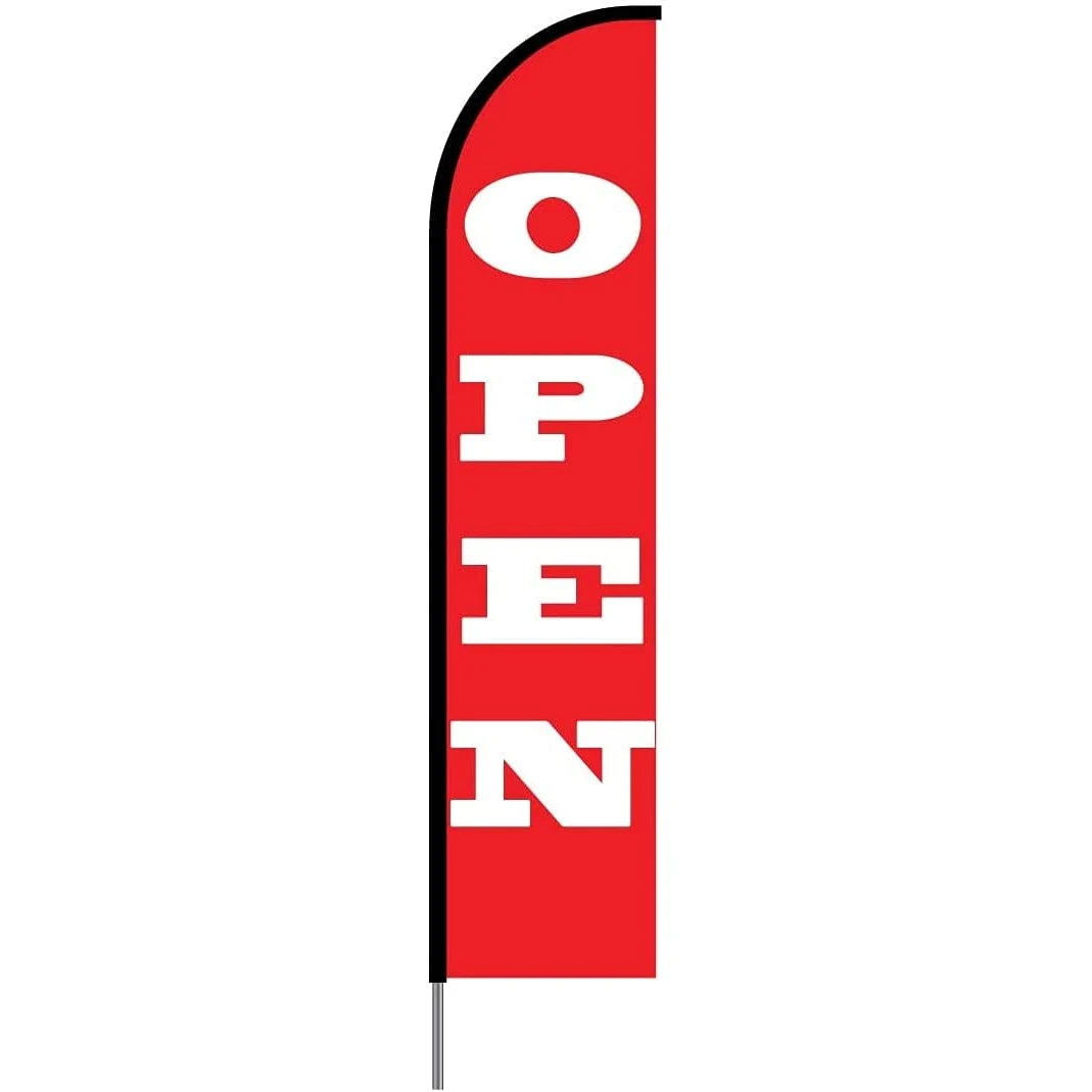 Open(Red) Flag Kit 15' Feet Feather Flag Sign sale flag Outdoor Banner 1