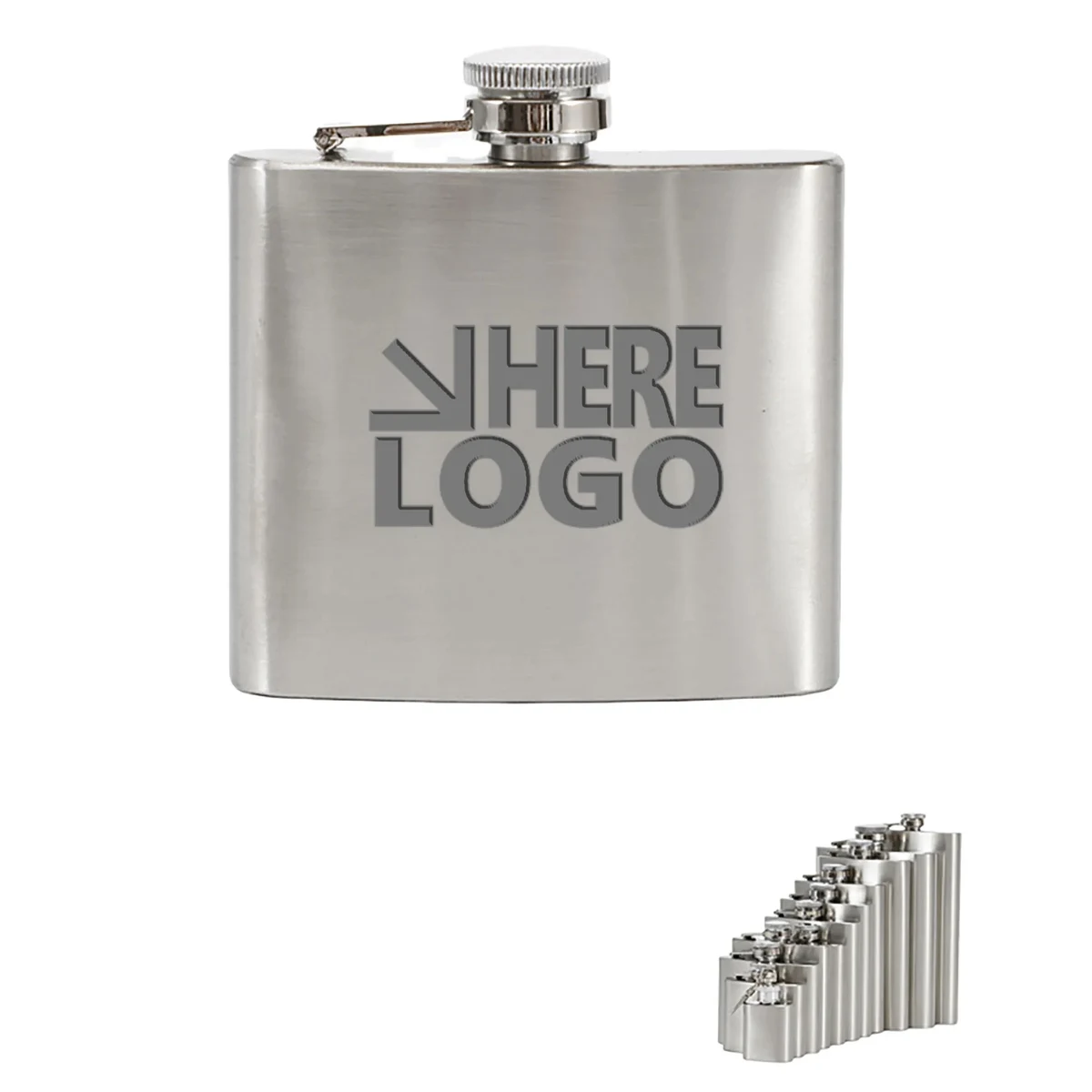6 Oz Stainless Steel Hip Flask MOQ 50 PCS, custom water bottle with logo imprint 1