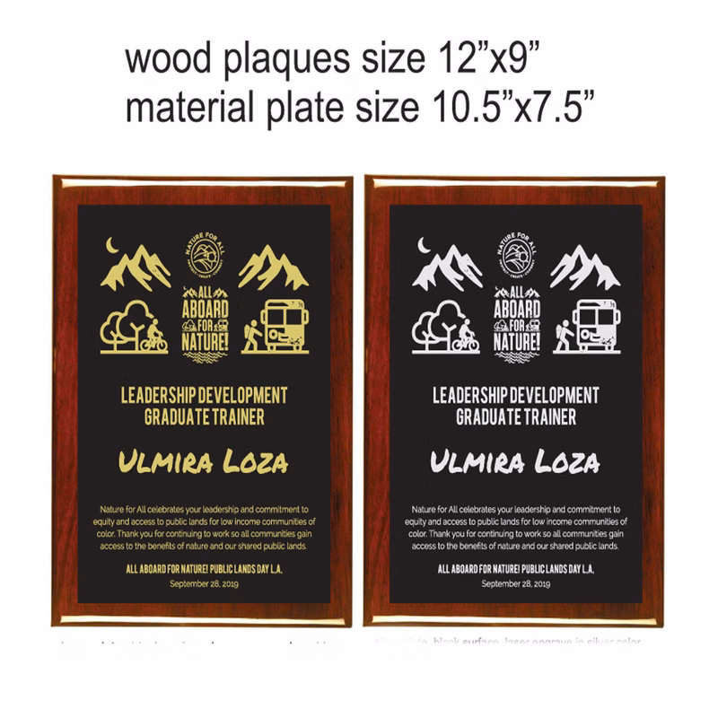 Walnut Finish Plaque witn Metal Plate