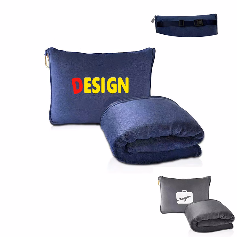 2-in-1 Foldable Travel Flannel Blanket Pillow