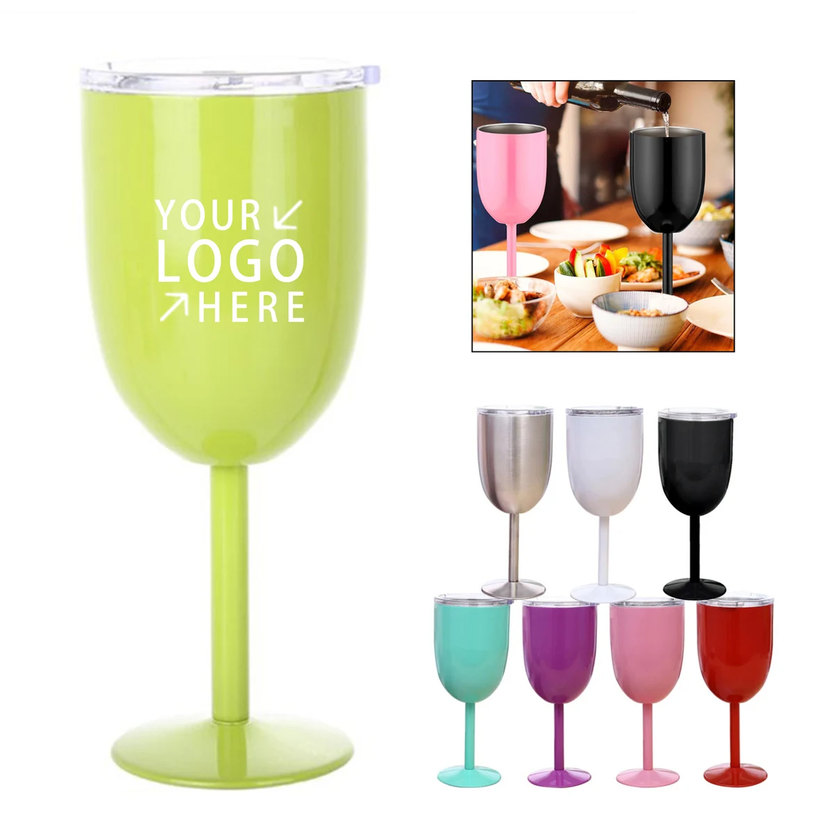 Stainless Steel Wine Glasses with Lid 1