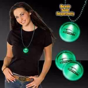 Green 2" Lighted LED Badges with attached J-Hook medallion