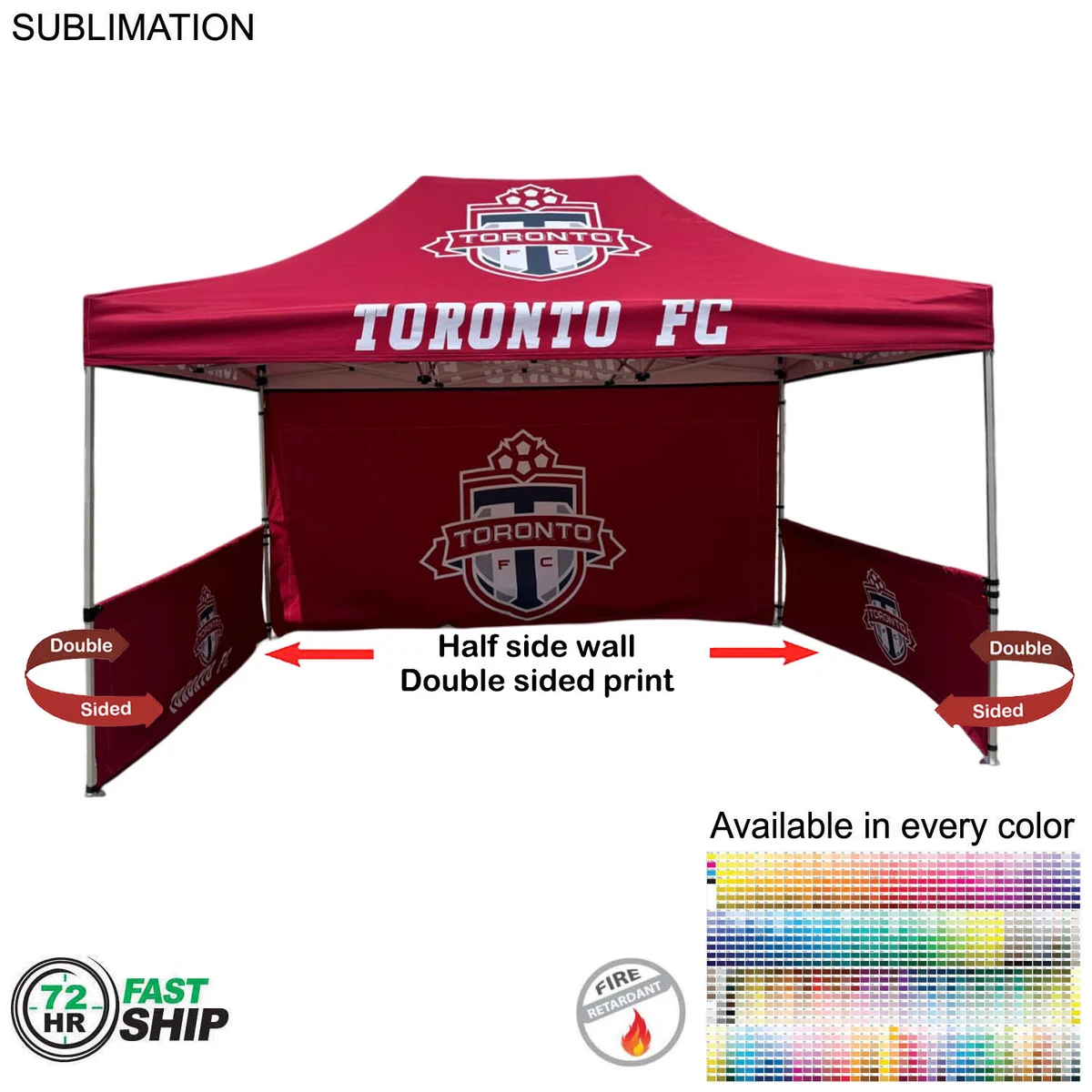 72Hr Fast Ship - Half Side Wall for 10x15 Tent Kit, Sublimated, Double Sided Print 1